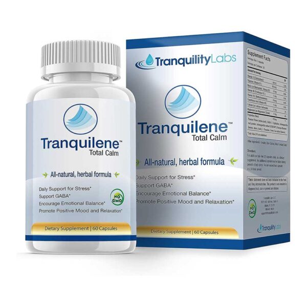 Tranquility Labs Tranquilene Total Calm - Breakthrough Herbal Stress Relief Supplement - Extra Strength - 60 Capsules