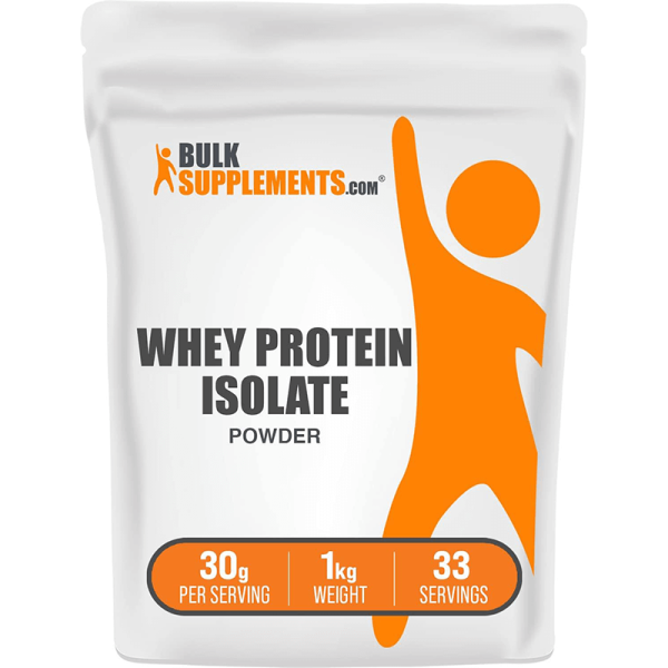 BulkSupplements.com Whey Protein Isolate Powder - Protein Supplement - Protein Powder Unflavored - 90% (1 Kilogram - 2.2 lbs - 33 Servings)