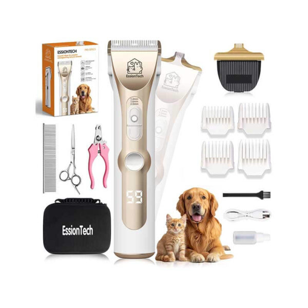 Dog Hair Clippers for Grooming Kit at Home Paw Trimmer Pet Grooming Clippers for Dog Professional Thick Hair Low Noise Cordless Pet Tools for Small & Large Dogs Cats (2in1)