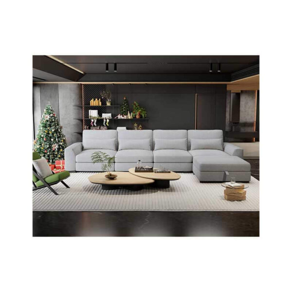 Sectional Couches for Living Room - Large Modular 5 Seat Sectional Couch-Velvet Linen with Storage Deep Seat Sofa-Convertible Sofa for Large Living Rooms-with Chaise,Washable Covers-Light Gray