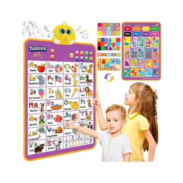 Alphabet Wall Chart, Talking ABC, Music Poster, Kids Learning Toys for Toddlers 2-4, Interactive Educational Toddler Montessori Toys, Birthday Gifts for Age 1 2 3 4 5 Year Old Girls Boys - Purple