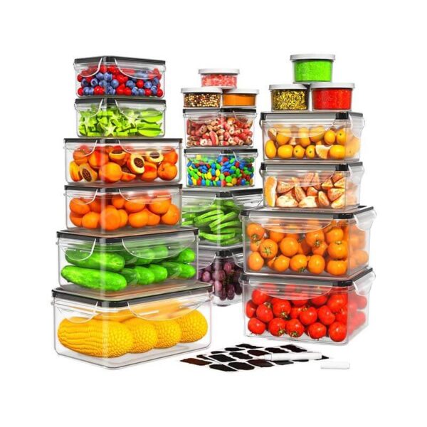 40 PCS Food Storage Containers with Lids Airtight, 100% Leakproof Plastic Meal-Prep Containers Reusable(20 Containers & 20 Lids),Microwave and Dishwasher Safe, Includes Labels & Pen