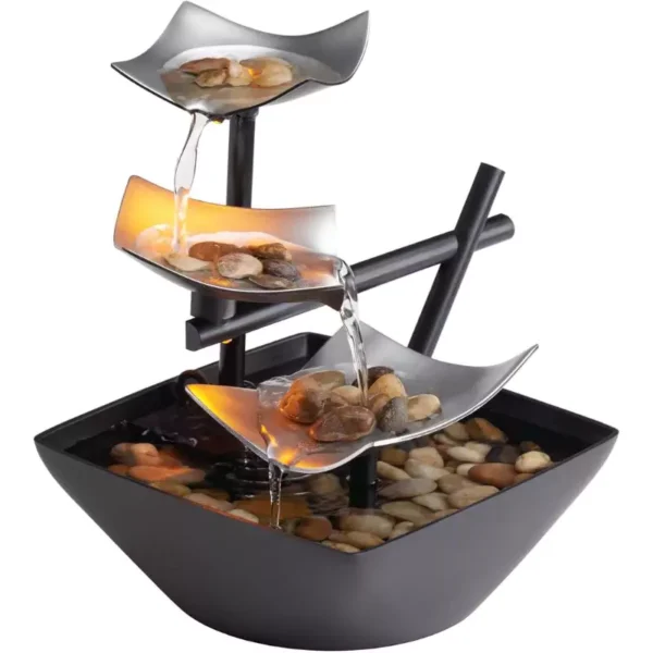 Homedics Tabletop Water Fountain, Home Décor Soothing Sound Machine - Automatic Pump, Deep Basin & Natural River Rocks. Indoor Zen Relaxation for Office, Living Room, or Bedroom, 8.25” Tall